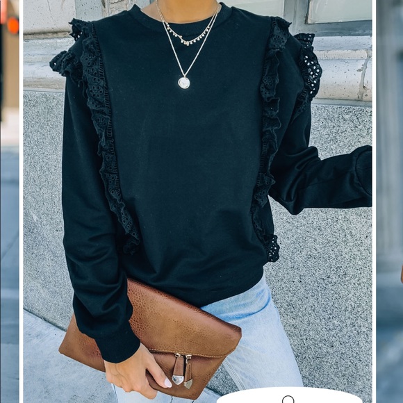 Vici Tops - Murietta Eyelet Trim Pullover
